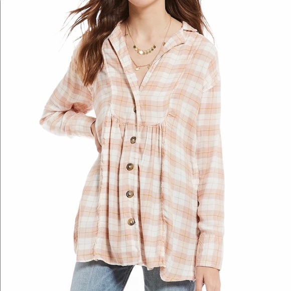 Free People All About The Feels Plaid Button Down - Picture 1 of 8
